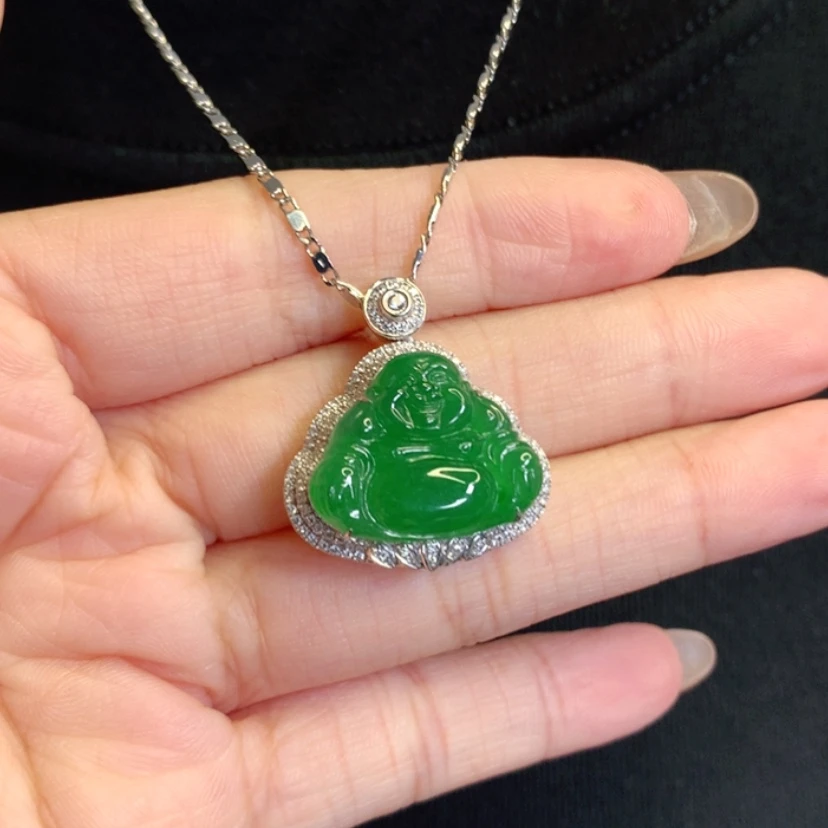 【闪购商品】颈饰18K金镶嵌翡翠佛公