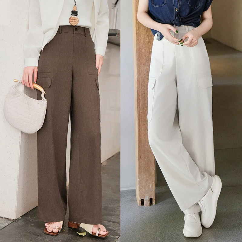 谭飞【出“型”工装裤】春夏新款亚麻轻薄慵懒阔腿休闲裤子女