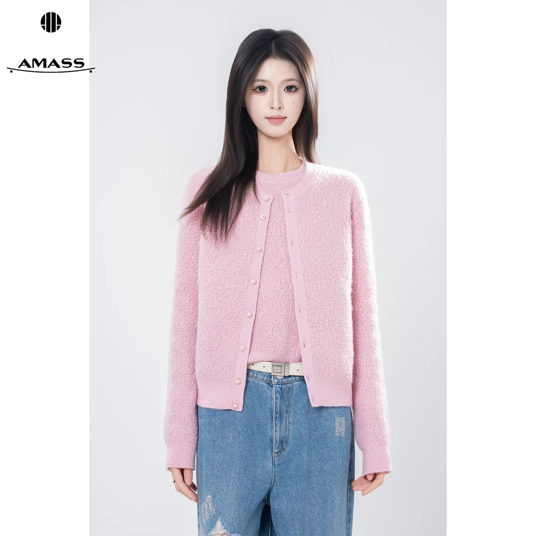 AMASS/阿玛施秋冬新款时尚气质舒适百搭优雅轻奢针织开衫女548046