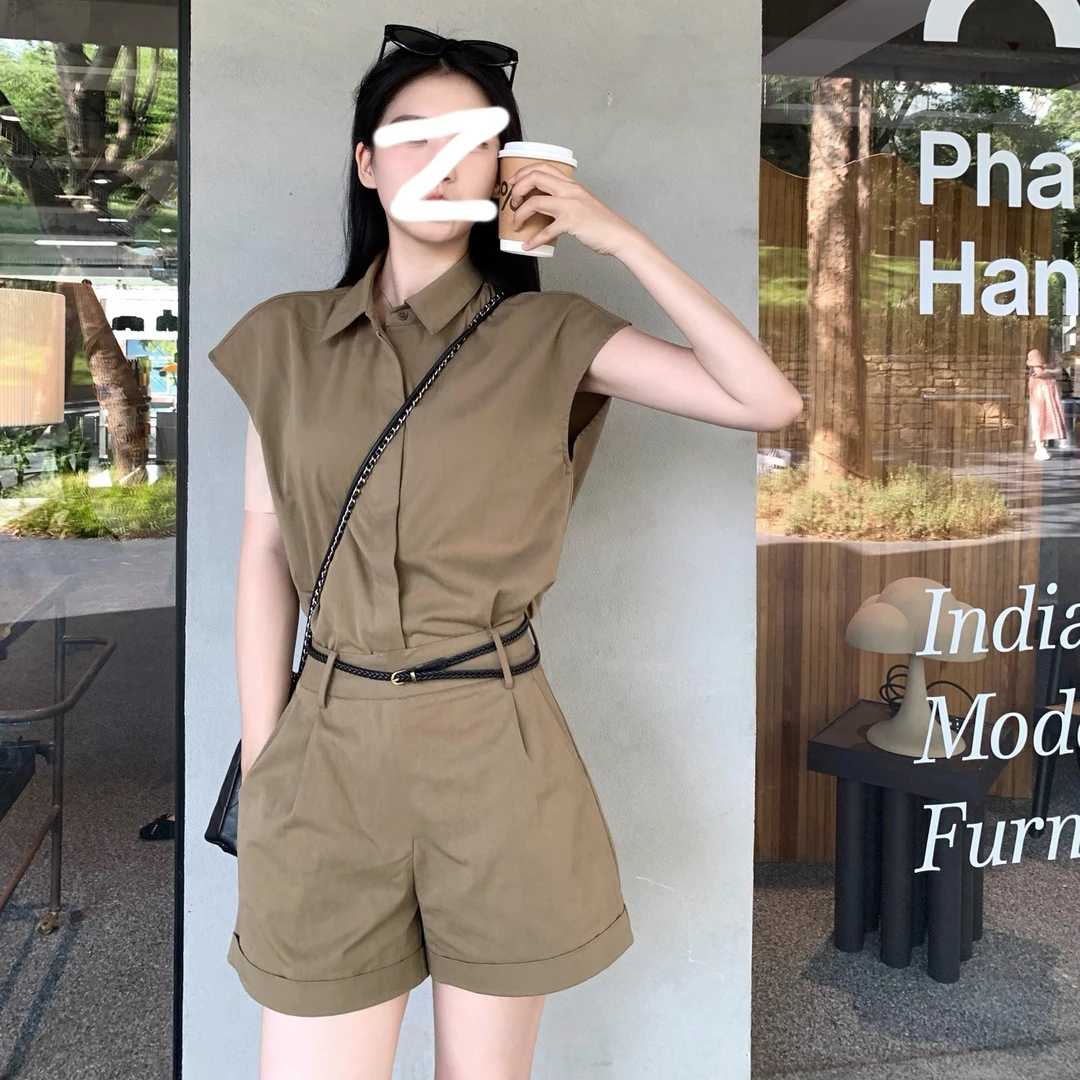 【大货清清＋运费补贴6-8＋三件套】法式复古休闲衬衫上衣女工装套装