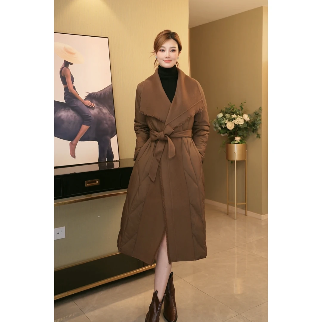 浪漫冬日双面拼接气质显瘦保暖羽绒外套中长款轻奢