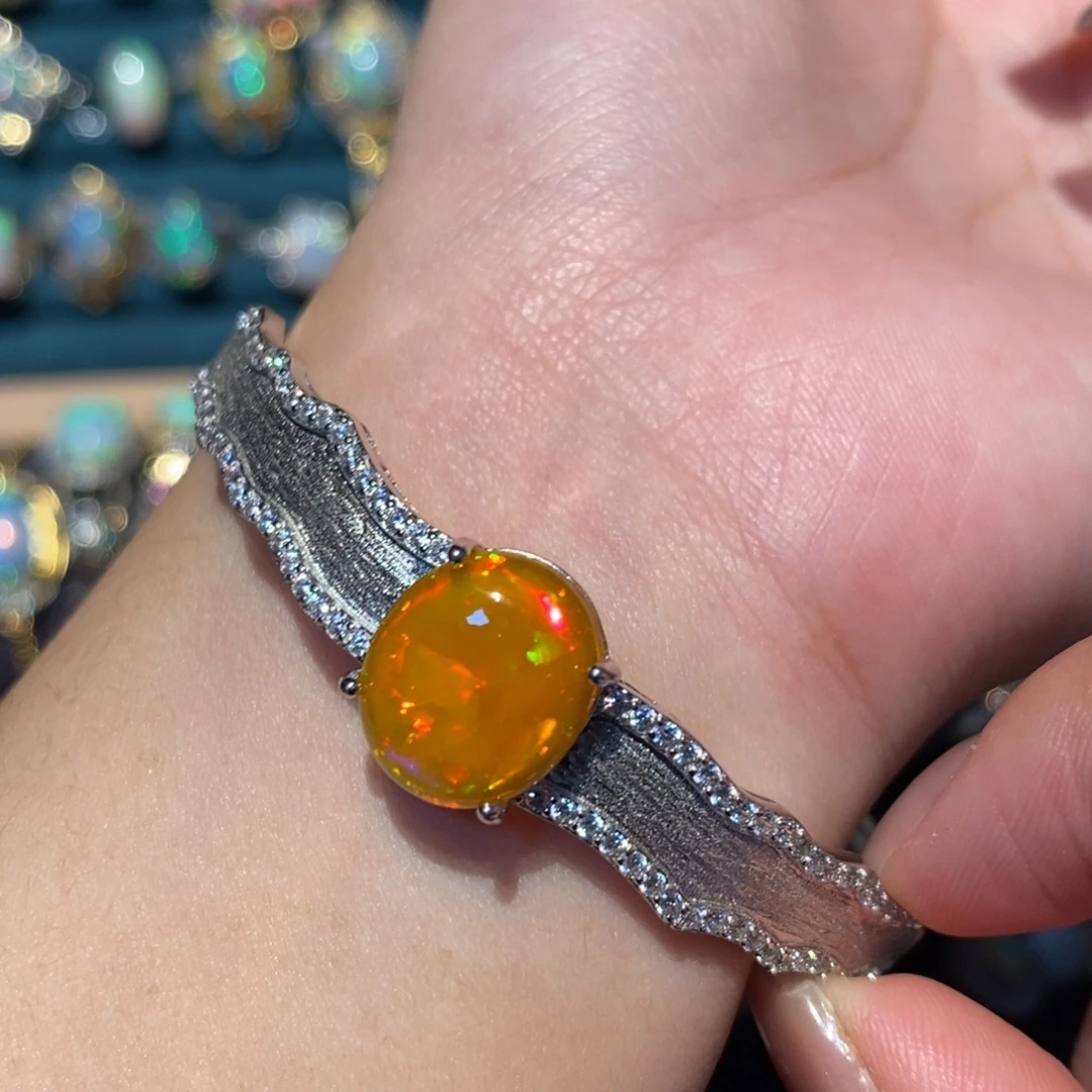 欧泊银S925镶嵌手镯