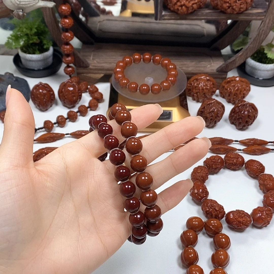 橄榄核把件砺*光珠手串