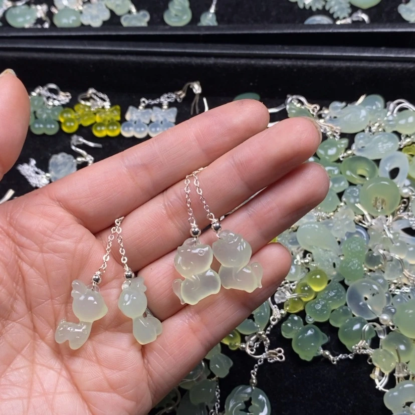 【闪购商品】蛇纹石玉未镶嵌挂件耳饰耳环项链手链A****倩