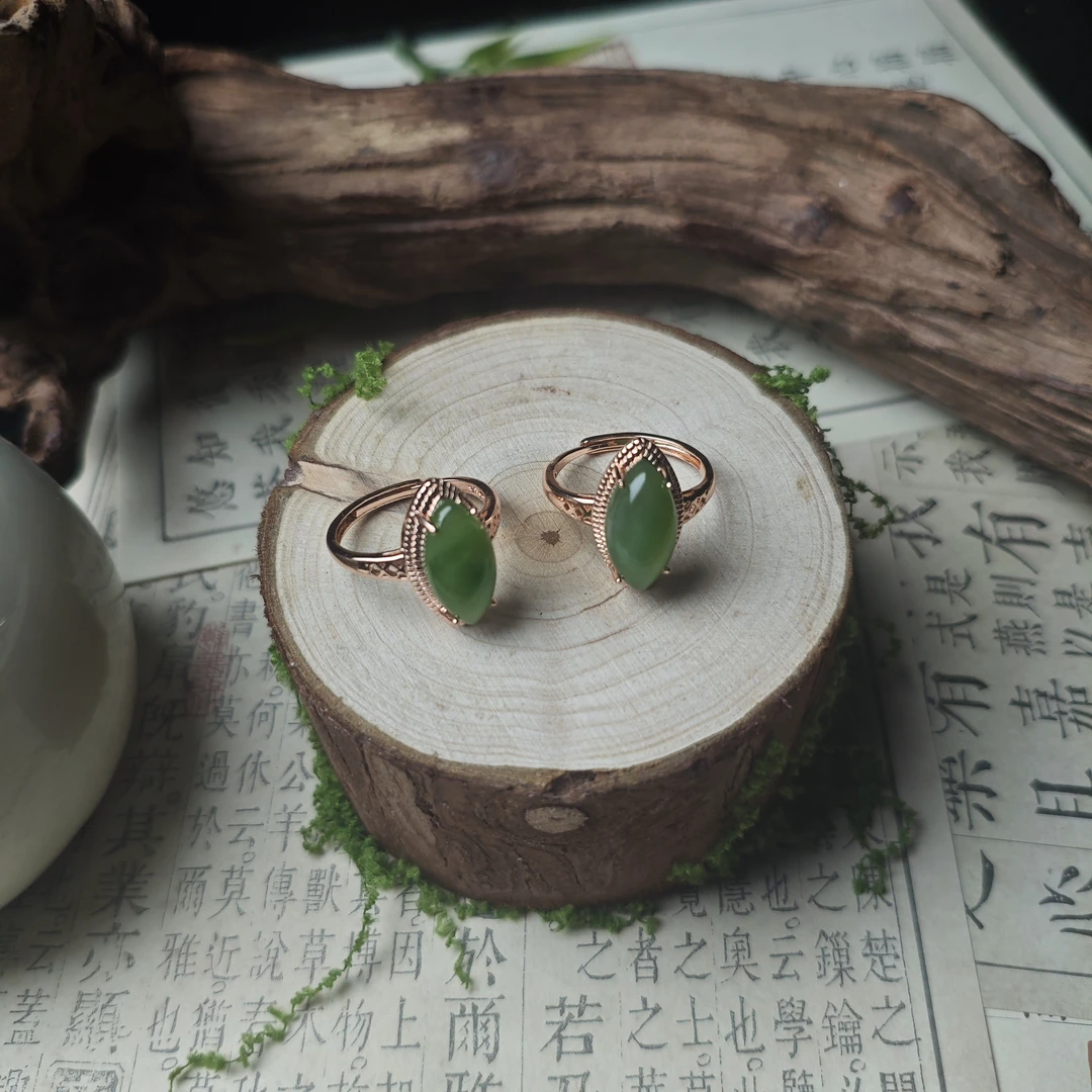 ZBG2033碧玉橄榄马眼戒指(珠宝多样性发其一）
