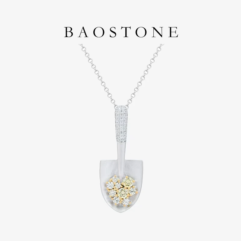 BAOSTONE 坠链均925银合成锆石 【铲富贵】轻奢高级感T525