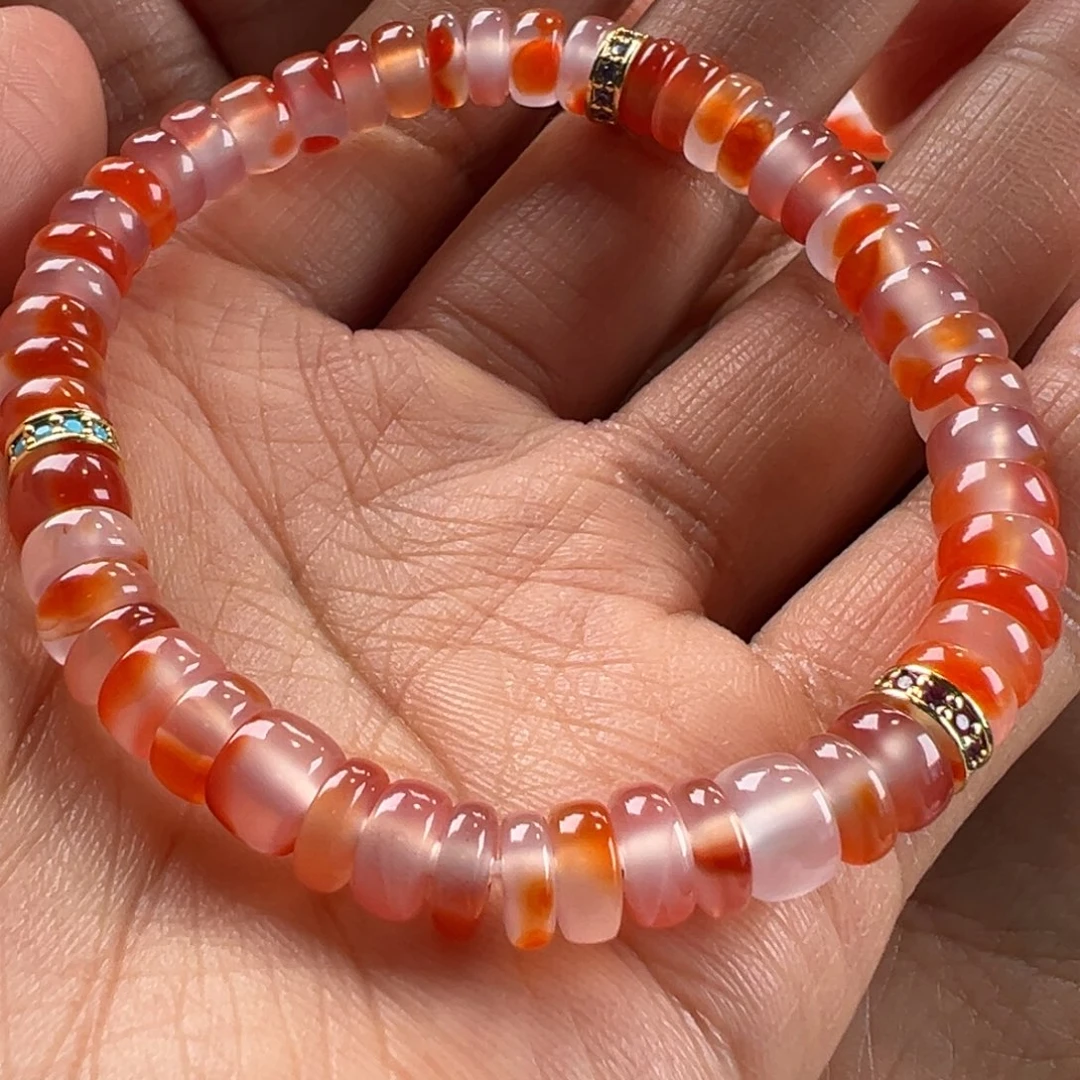 南红玛瑙冰飘药片单圈7+未镶嵌露****.