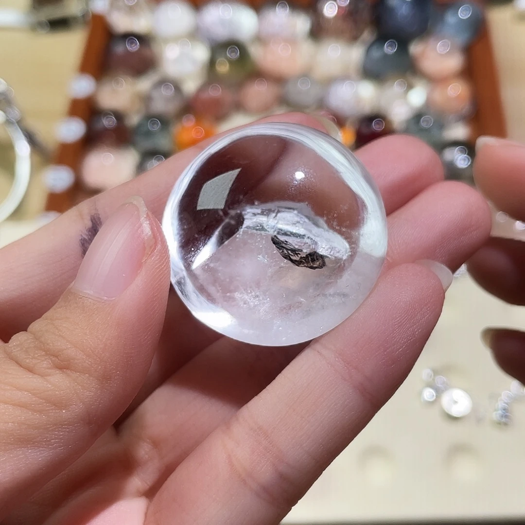 银S925镶嵌珠宝半成品水晶天然白水晶晶中晶裸石半成品未镶嵌