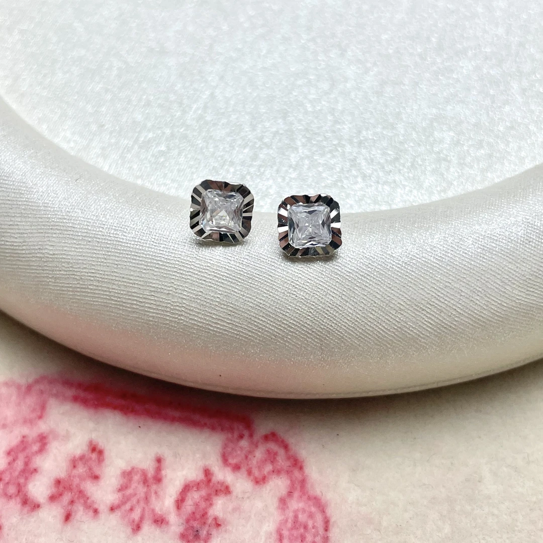 925银耳饰 方糖碎冰冰锆锆耳钉D1034 MD