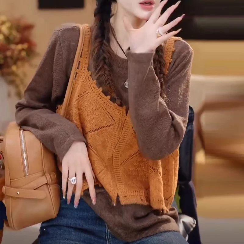 时髦别致穿搭长袖针织衫秋装女款爆款2025新款小众炸街高级感女装