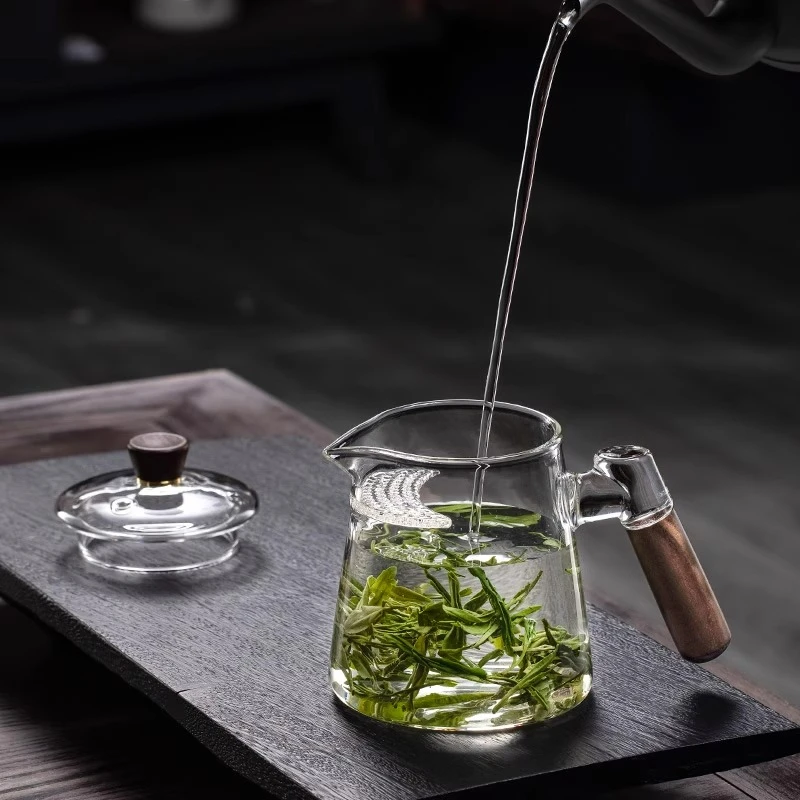 玻璃月牙公道杯绿茶专用泡茶杯加厚大容量茶滤网一体带过滤分茶器