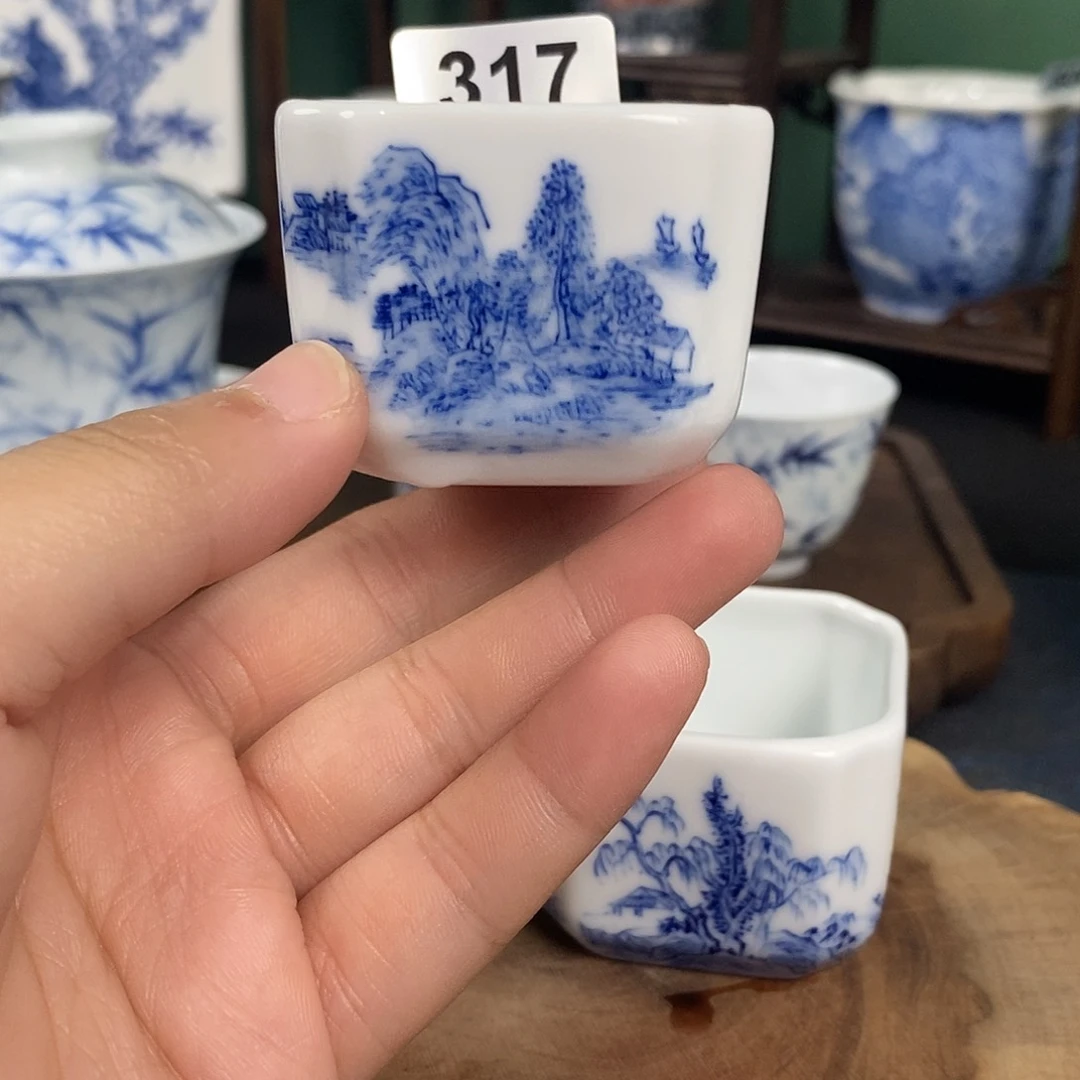 瓷片景德镇手绘青花茶器317