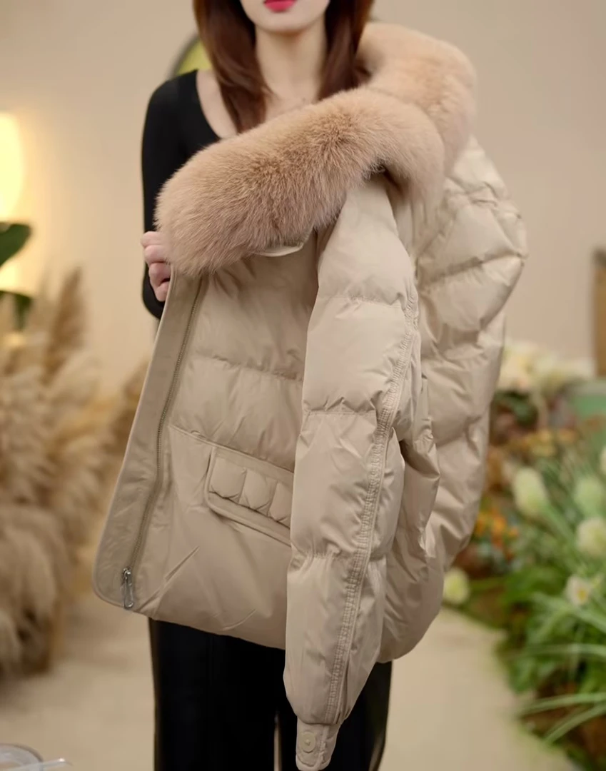 SS甄选Y-优雅冬韵 爆款高端气质毛领百搭保暖纯色冬季羽绒服