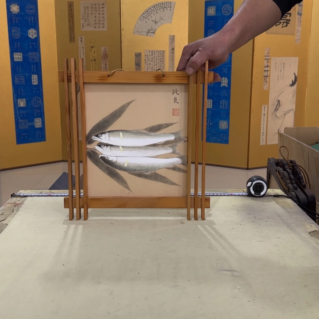 老***客绘画屏风框画茶空间设计