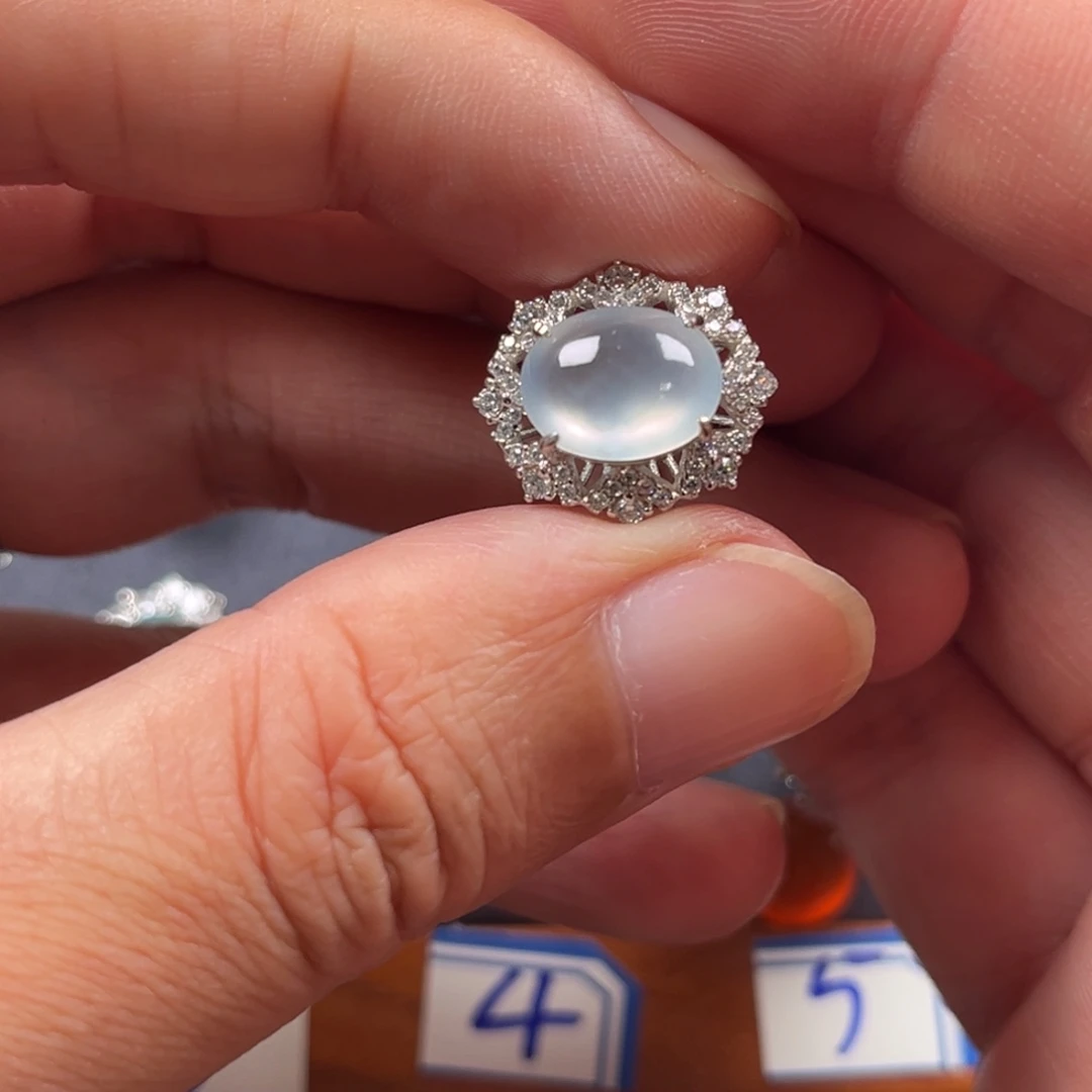 翡翠银S925镶嵌戒指缅甸翡翠A货