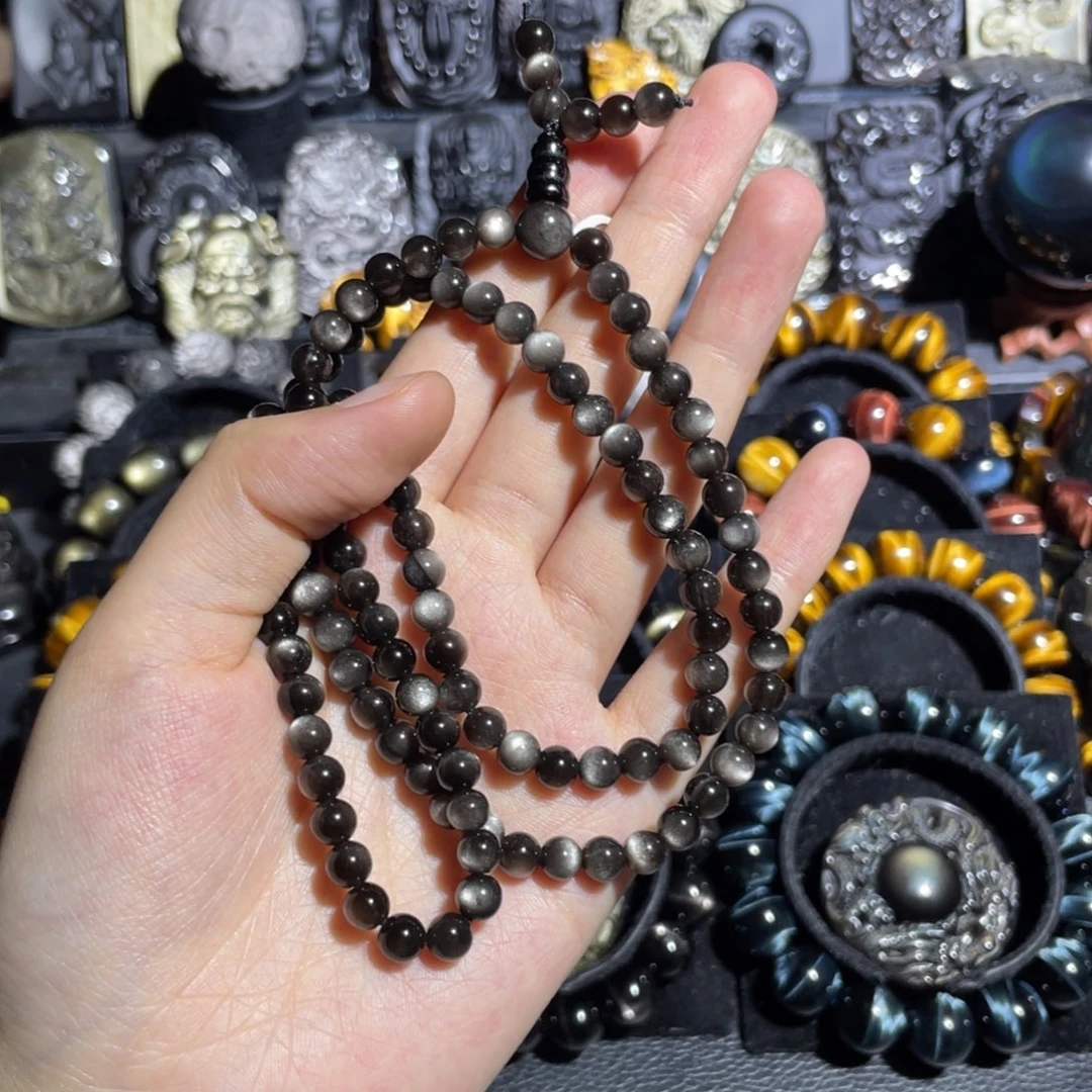 黑曜岩未镶嵌手串笑**盈