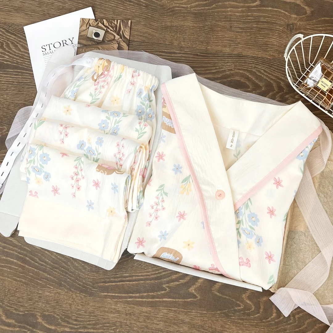 云朵棉薄款孕妇月子服哺乳睡衣长袖家居服产妇装产后夏季喂奶舒适