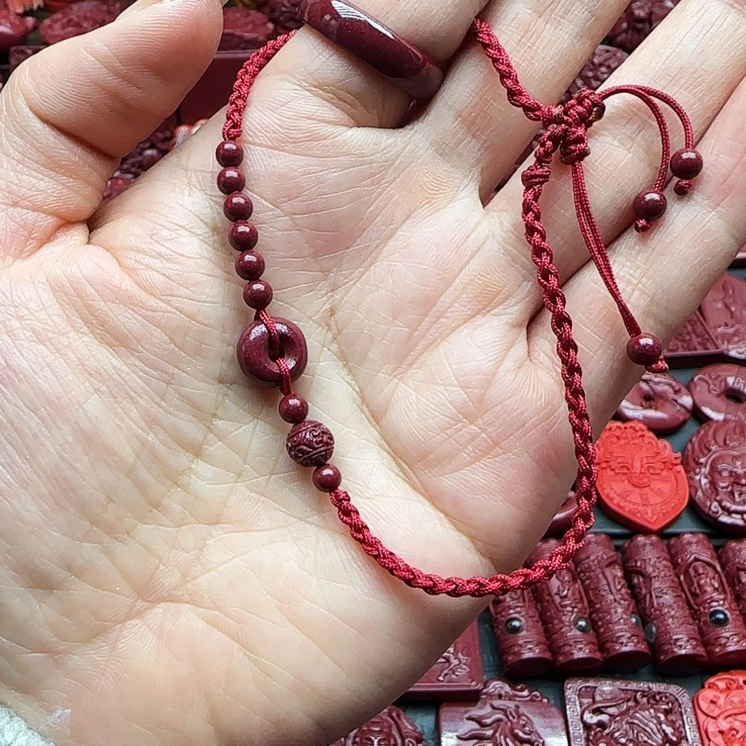 天然辰砂高含量紫金砂虎的脚链