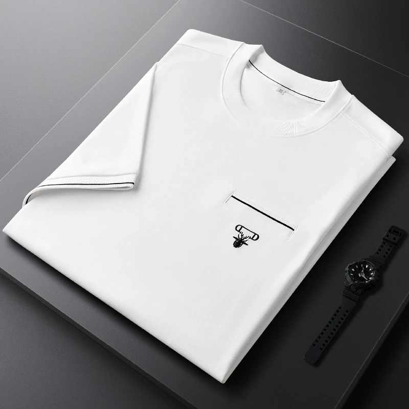 轻奢夏季薄款棉质透气运动柔软舒适男士简约百搭体恤衫