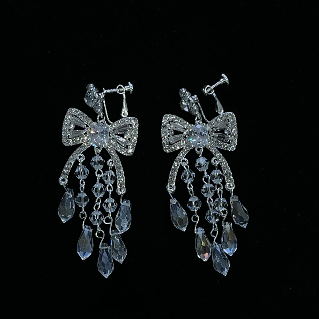 铜合金仿水晶耳饰 喜看 ES803轻奢新娘婚礼耳夹