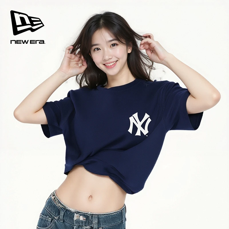 NewEra纽亦华白敬亭代言MLB新款短袖T恤NY高级绒触感印花美式潮牌