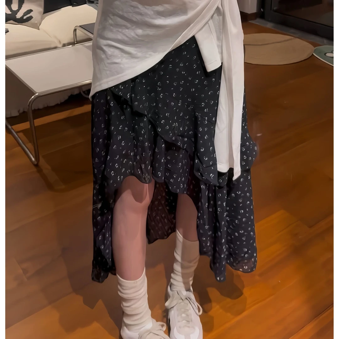 【休闲假日半身裙】春夏显瘦百搭中长裙子法式不规则半身裙