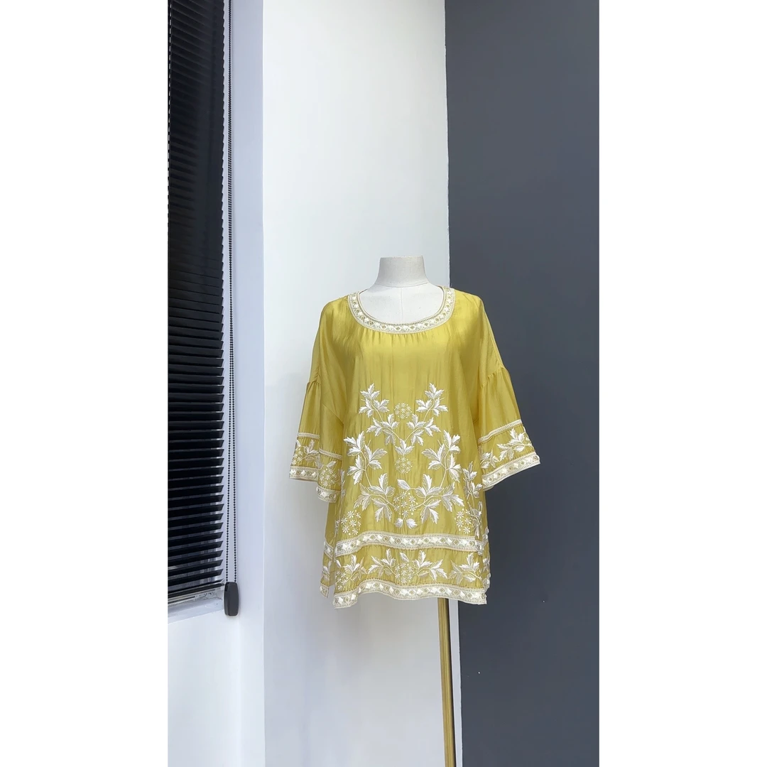 品牌原单水墨生香天 丝上衣—B5—黄色—22006