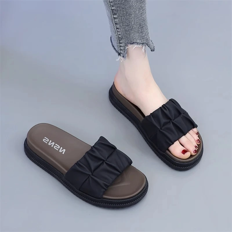 软底凉拖鞋女外穿2025新款网红爆款夏天配裙一字拖厚底防滑