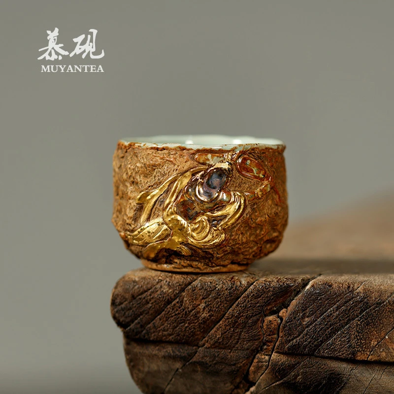 慕砚柴烧手捏茶杯纯手工敦煌无相佛窟主人杯创意侘寂风普洱单杯