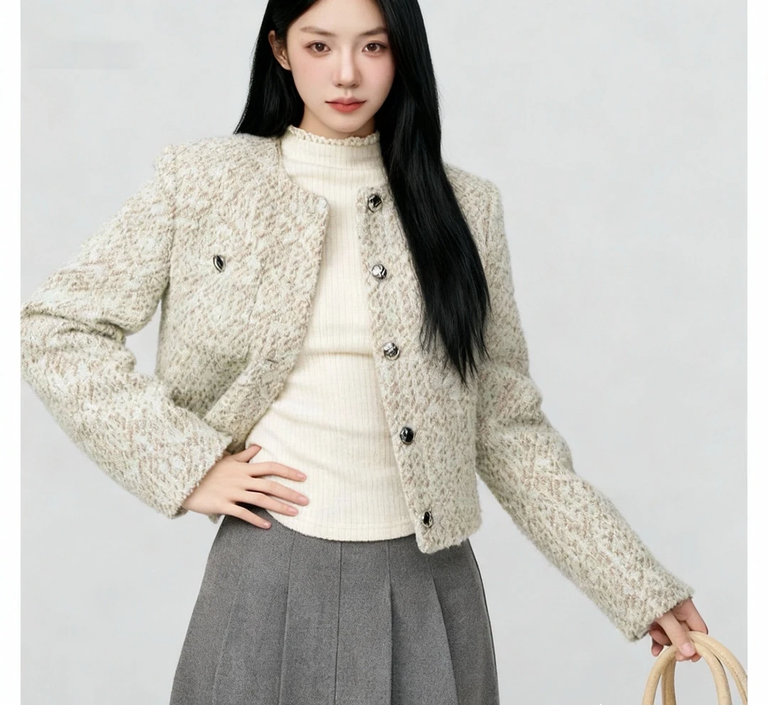 轻奢小香风粗花呢短外套短款女秋冬季小个子百搭名媛千金上衣秋季