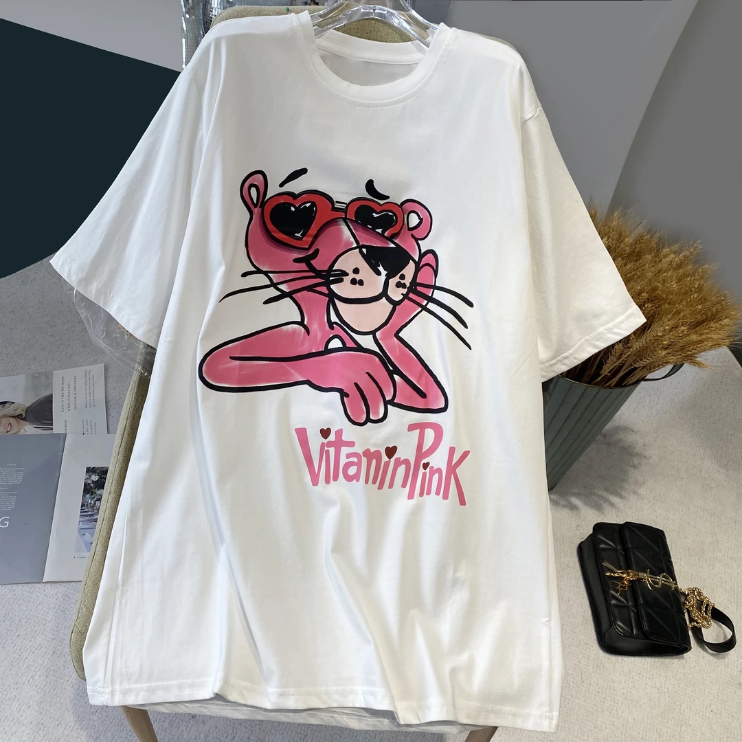 2137#CSIN2024春夏时尚短袖夏季宽松圆领卡通印花t恤