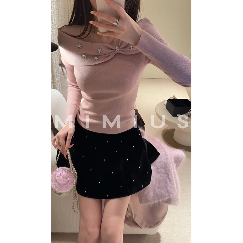 【mimius】P 26早春精致重工钉珠蝴蝶结领针织衫 WG11098