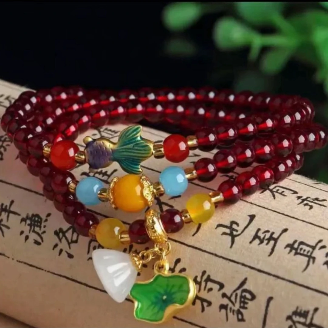 红石榴多圈手串 D573 精美手串 高端文玩手串 挂件 -（无礼盒）