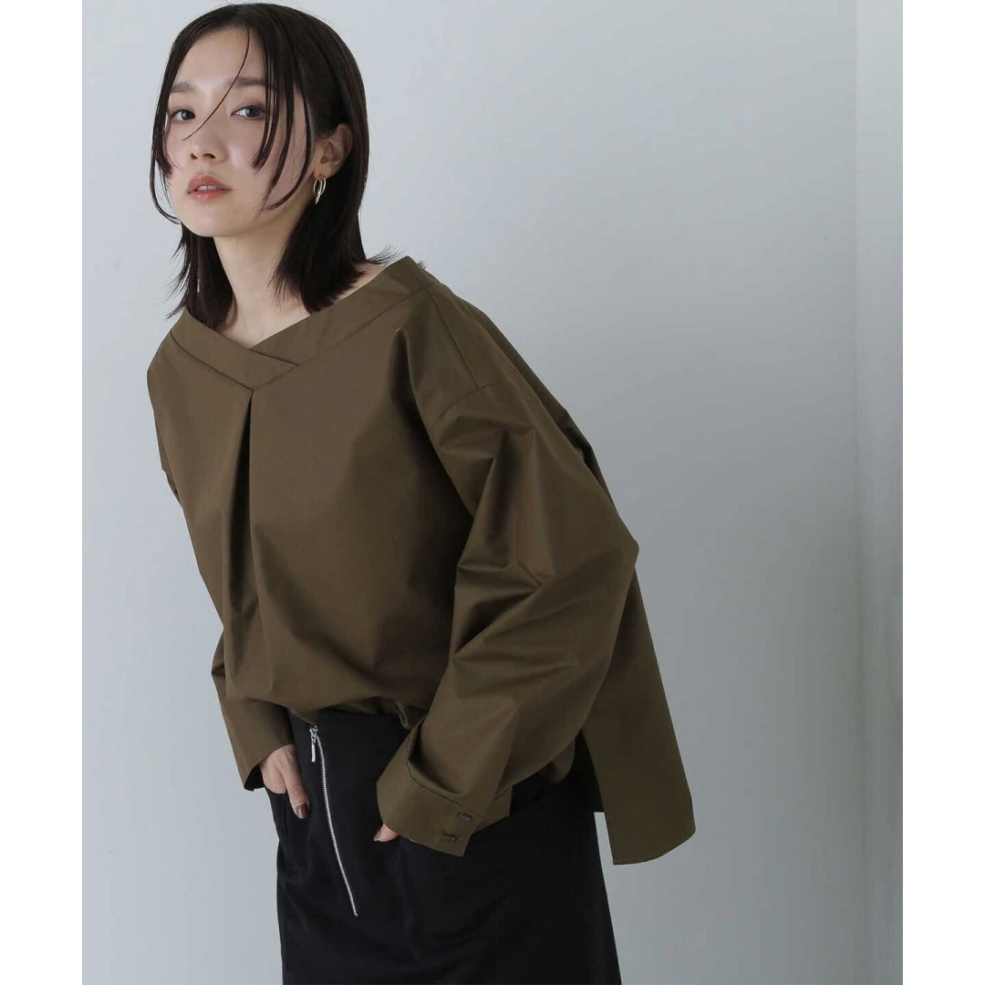 【Montendre】 秋季新款 N 时尚百搭休闲优雅纯色外露肩衫