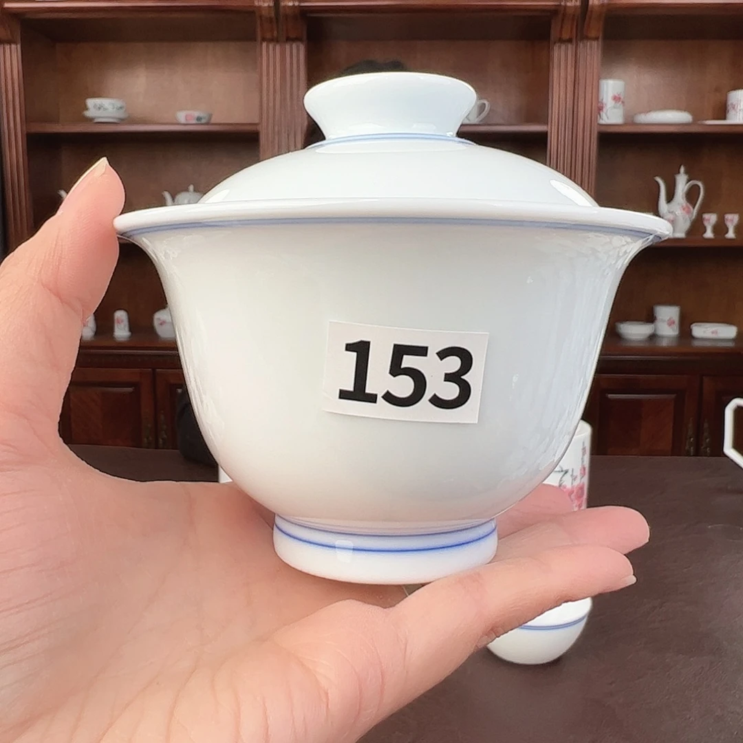 瓷柴窑 双圈两才盖碗，微瑕二级