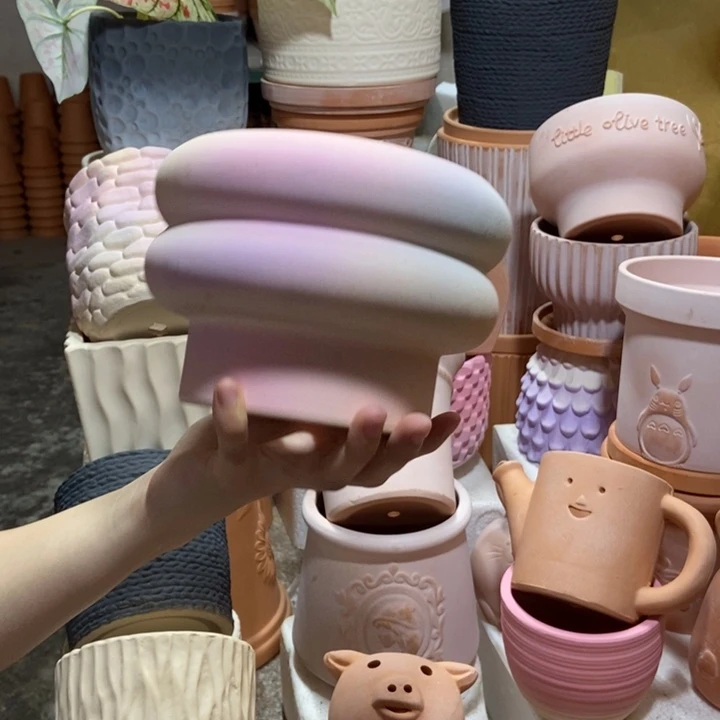 17×12炫彩粉甜甜圈 粗陶1个