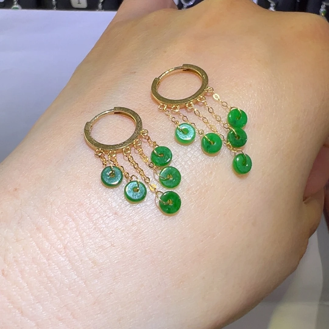 翡翠颈饰18K金镶嵌耳环