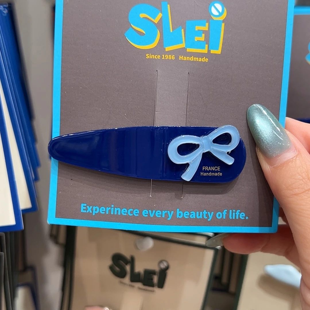 糯***8非金属皮质深蓝色蝴蝶结掰掰夹