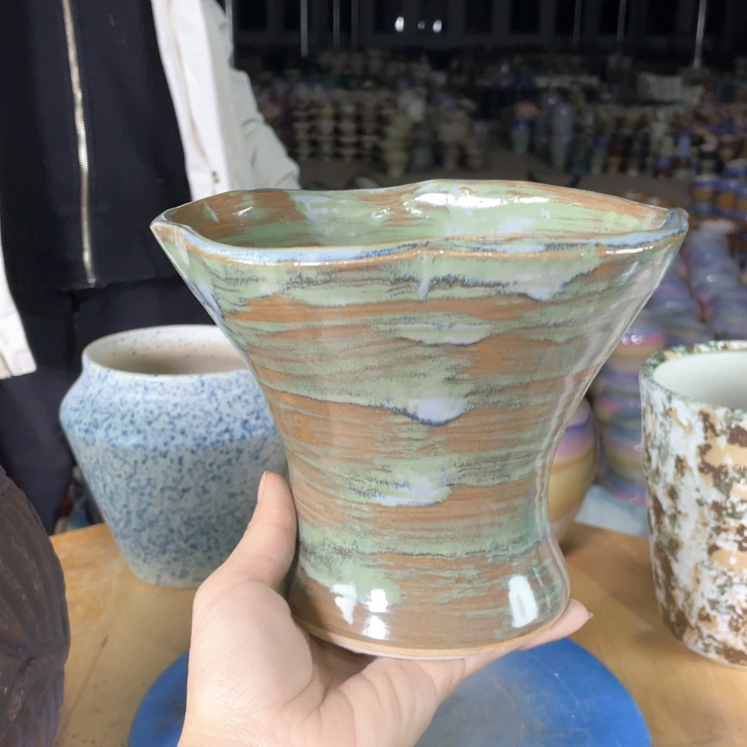 景德镇陶瓷花盆花器有孔口18高16