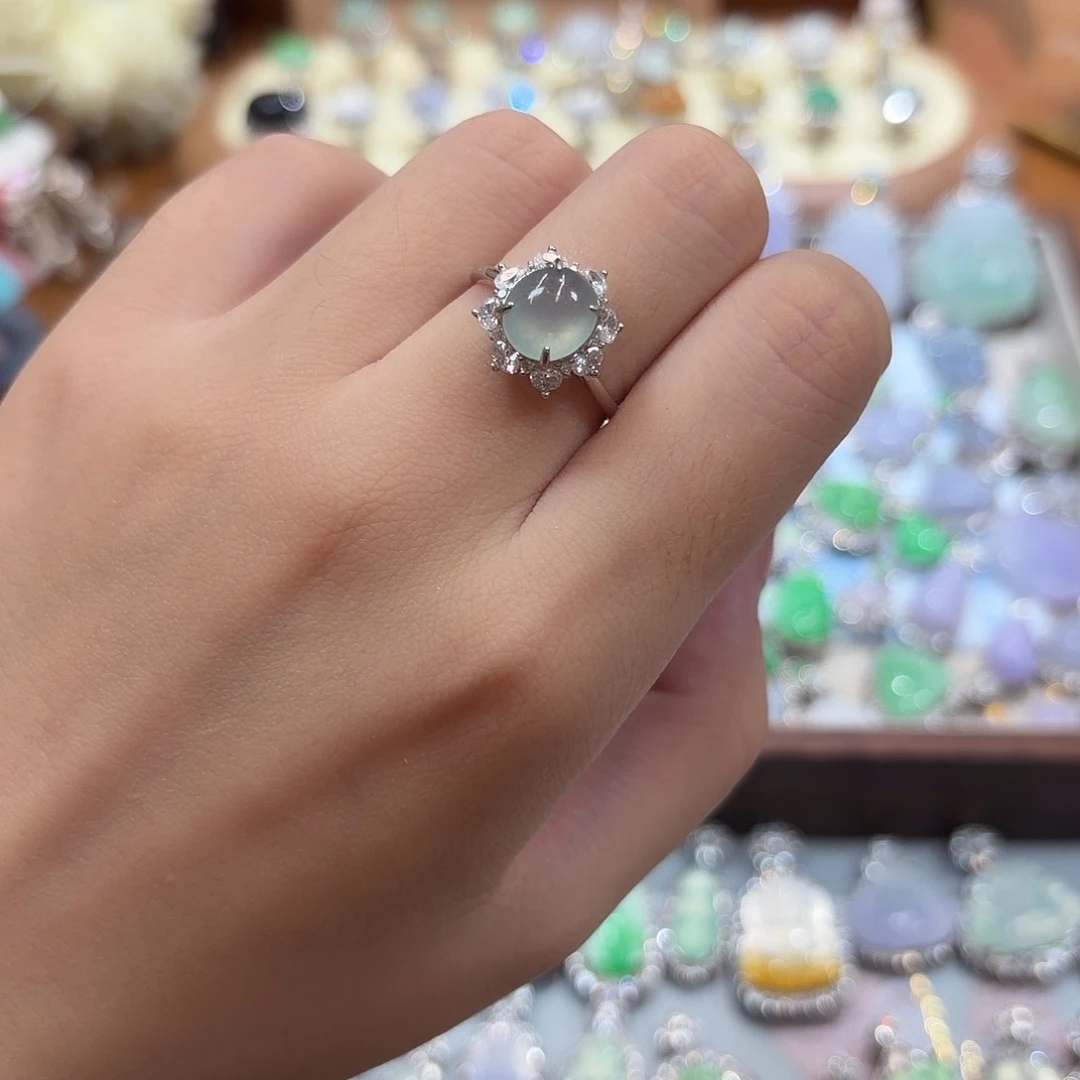 翡翠银S925镶嵌戒指