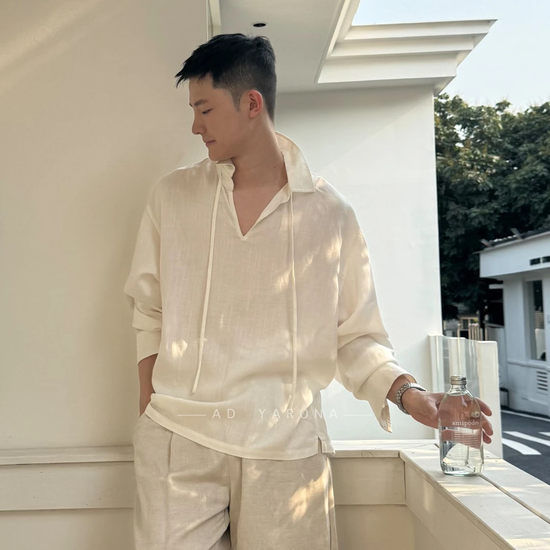 断码福利售完无 新款夏季透气亚麻衬衫松弛极简百搭薄款 夏堇