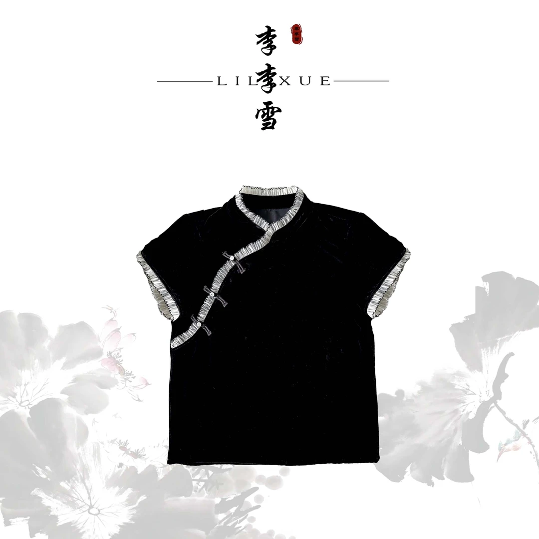 LILIXUE 『素裁』立领碎花真丝上衣网红气质