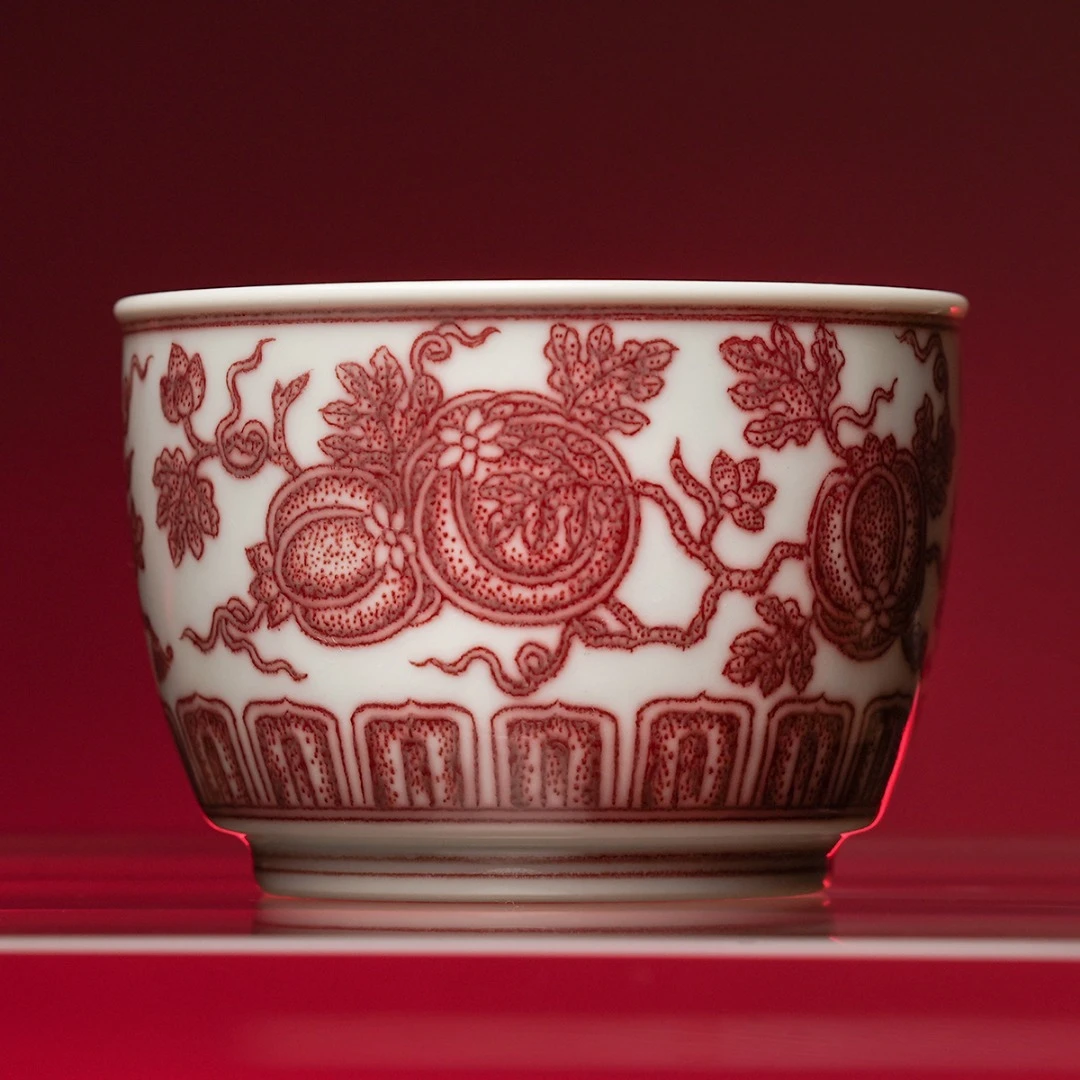 71釉里红西瓜缸杯（全红）