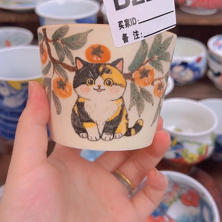 无盖款瓷小猫咪水杯