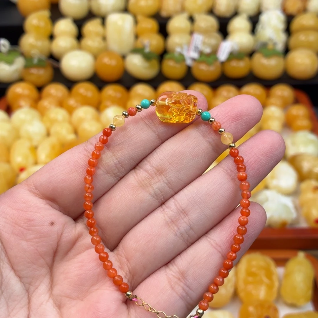 蜜蜡未镶嵌毛衣链蜜蜡