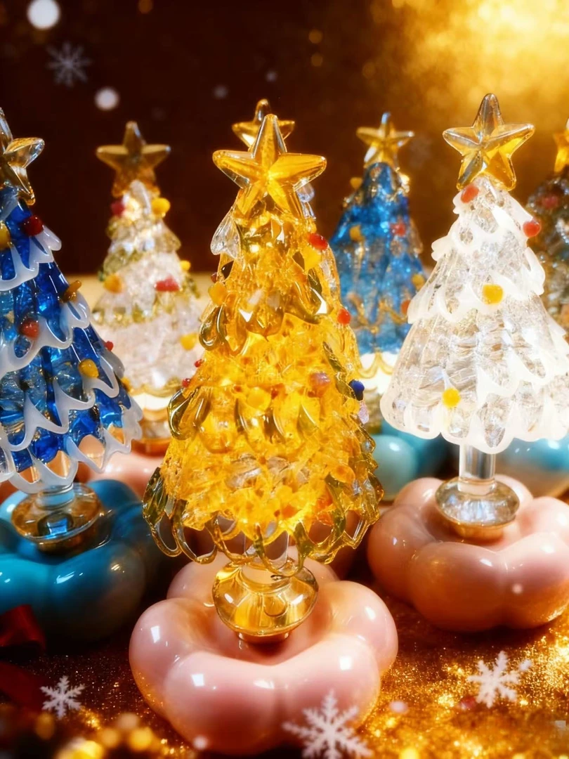 景德镇转转琉璃烧圣诞树小清新少年风节日创意送礼车载摆件