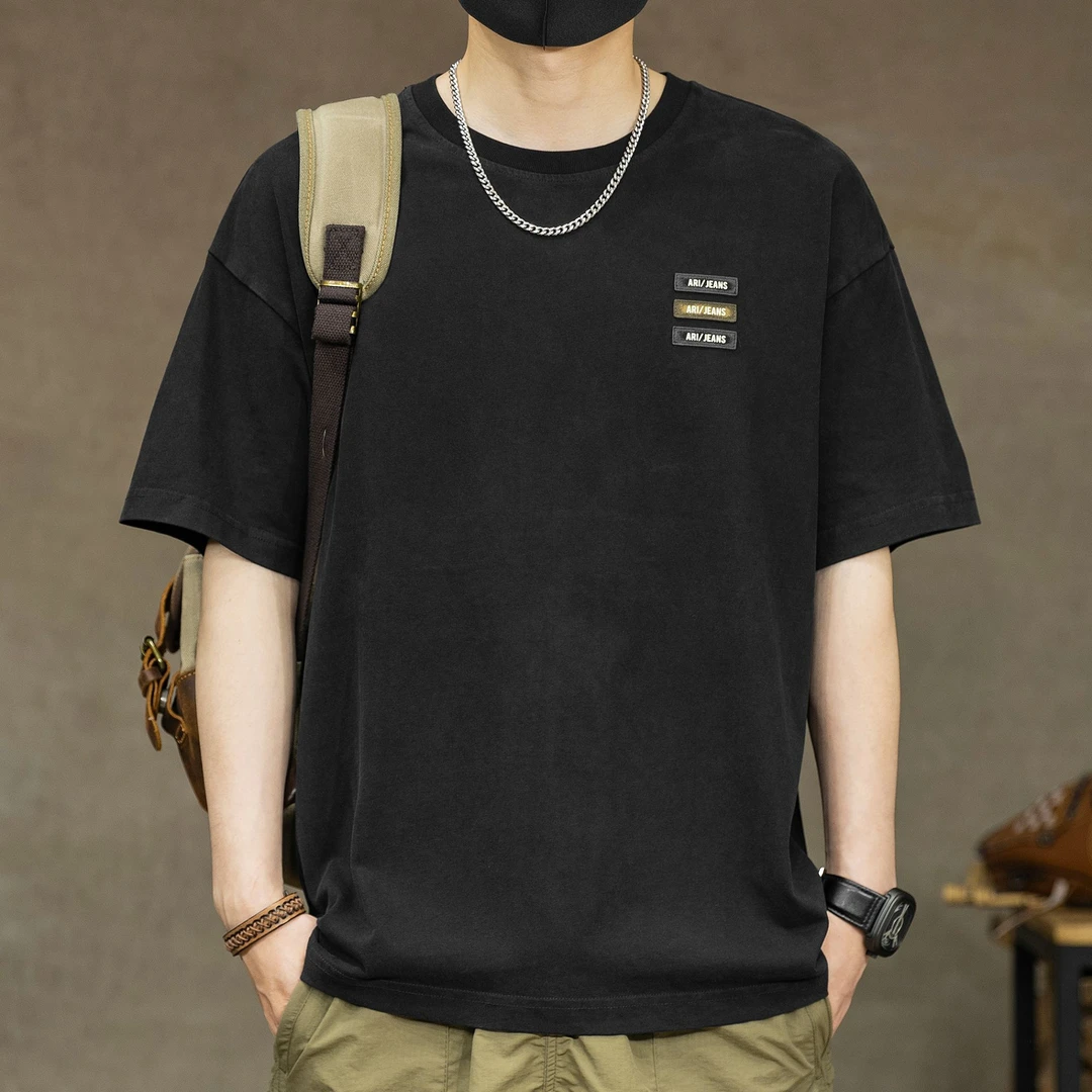 美式复古重磅短袖t恤男夏季新款潮牌宽松大码休闲纯棉半袖上衣潮T