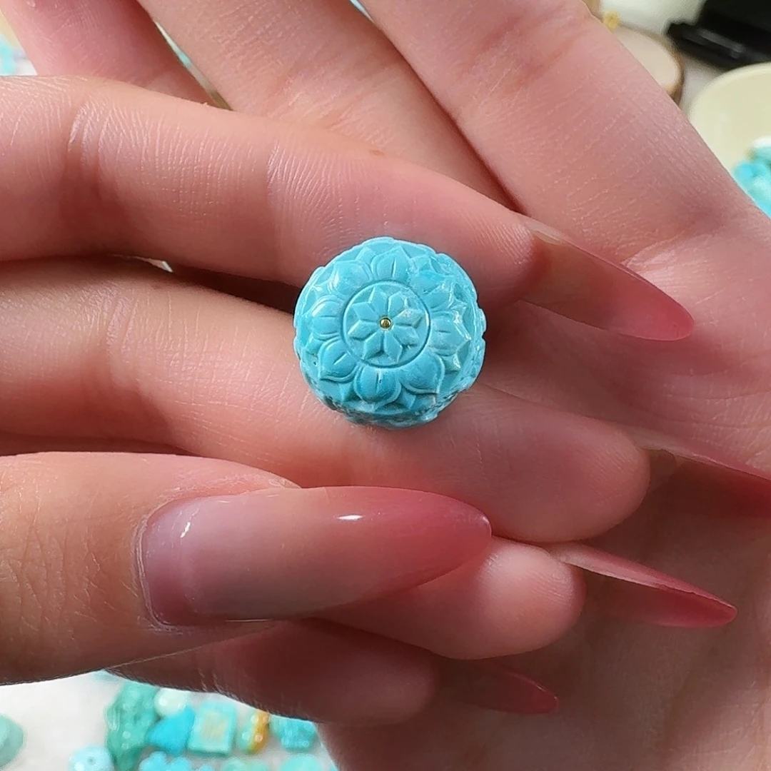 绿松石未镶嵌吊坠(不含链)莲花盘