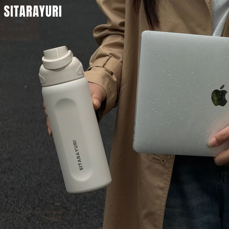 新款304不锈钢水果杯手提运动壶大容量便携弹跳保温杯户外水杯