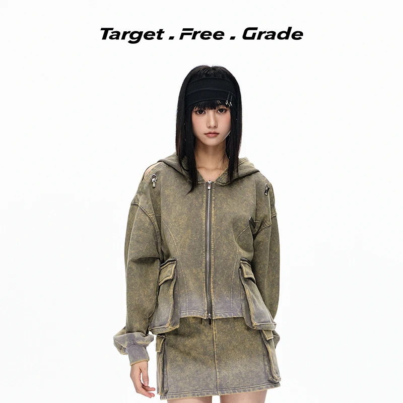 【孟子义同款】TFG春上新废土水洗做旧连帽长袖卫衣帽衫